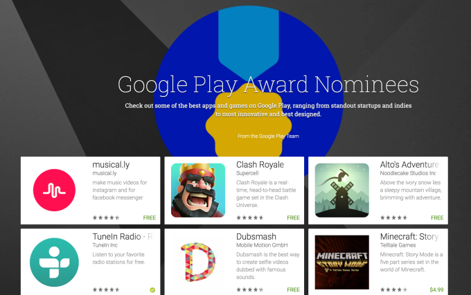 Google Play Awards for best apps